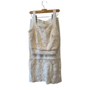 House of Harlow 1960 Revolve Crochet Knit Skirt Set Off White M